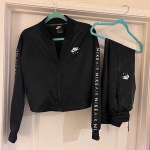 Nike jogger jacket satin set size S black Nike air